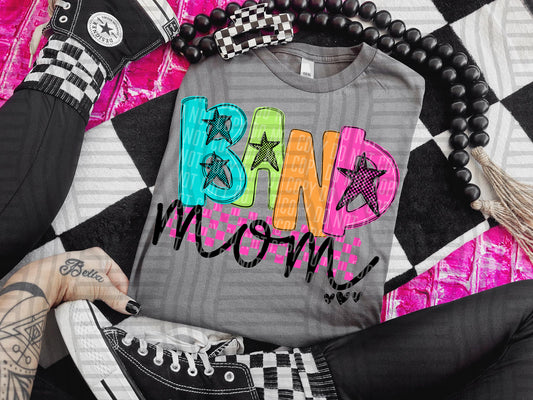 BAND MOM COLORFUL STARS CHECKERS