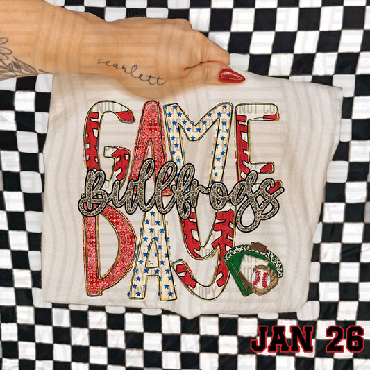 BASEBALL GAME DAY CHEETAH BULLFROGS