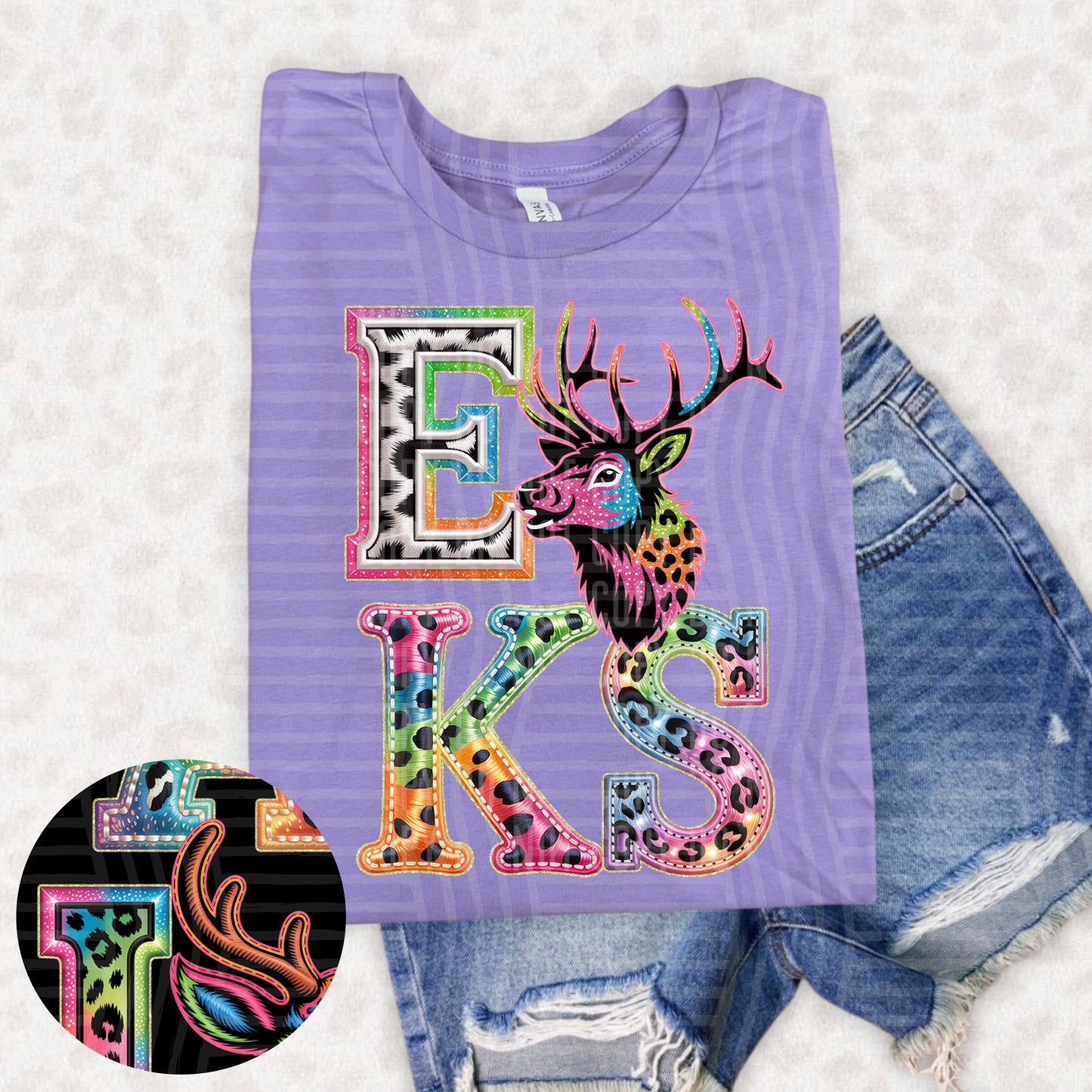 Elks (pink neon leopard)