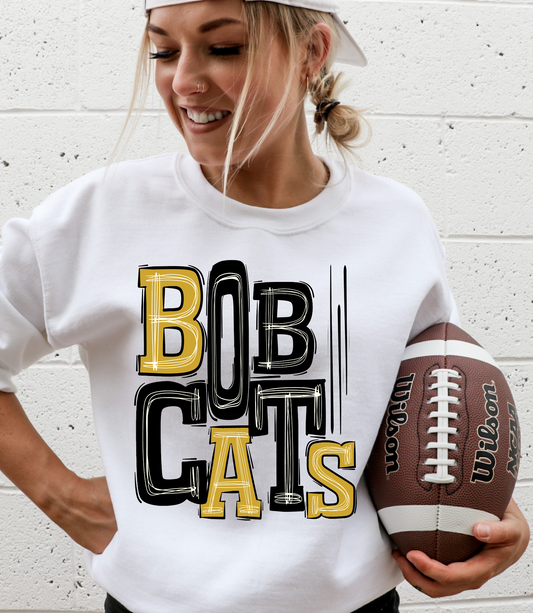 Bobcats - black/yellow letters