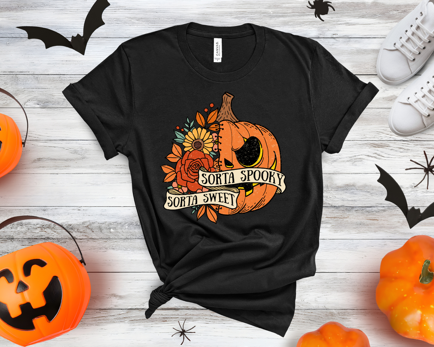 Sorta sweet sorta spooky, pumpkin with flowers