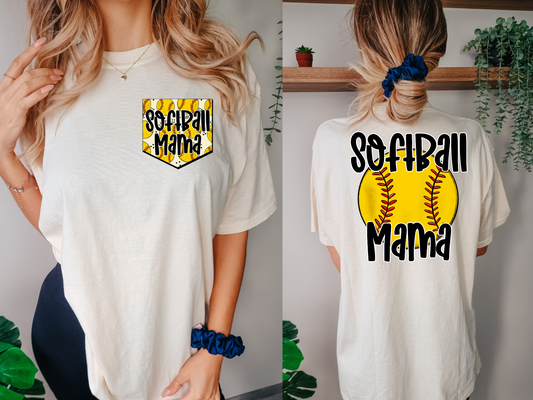 Softball mama, with several softballs-front