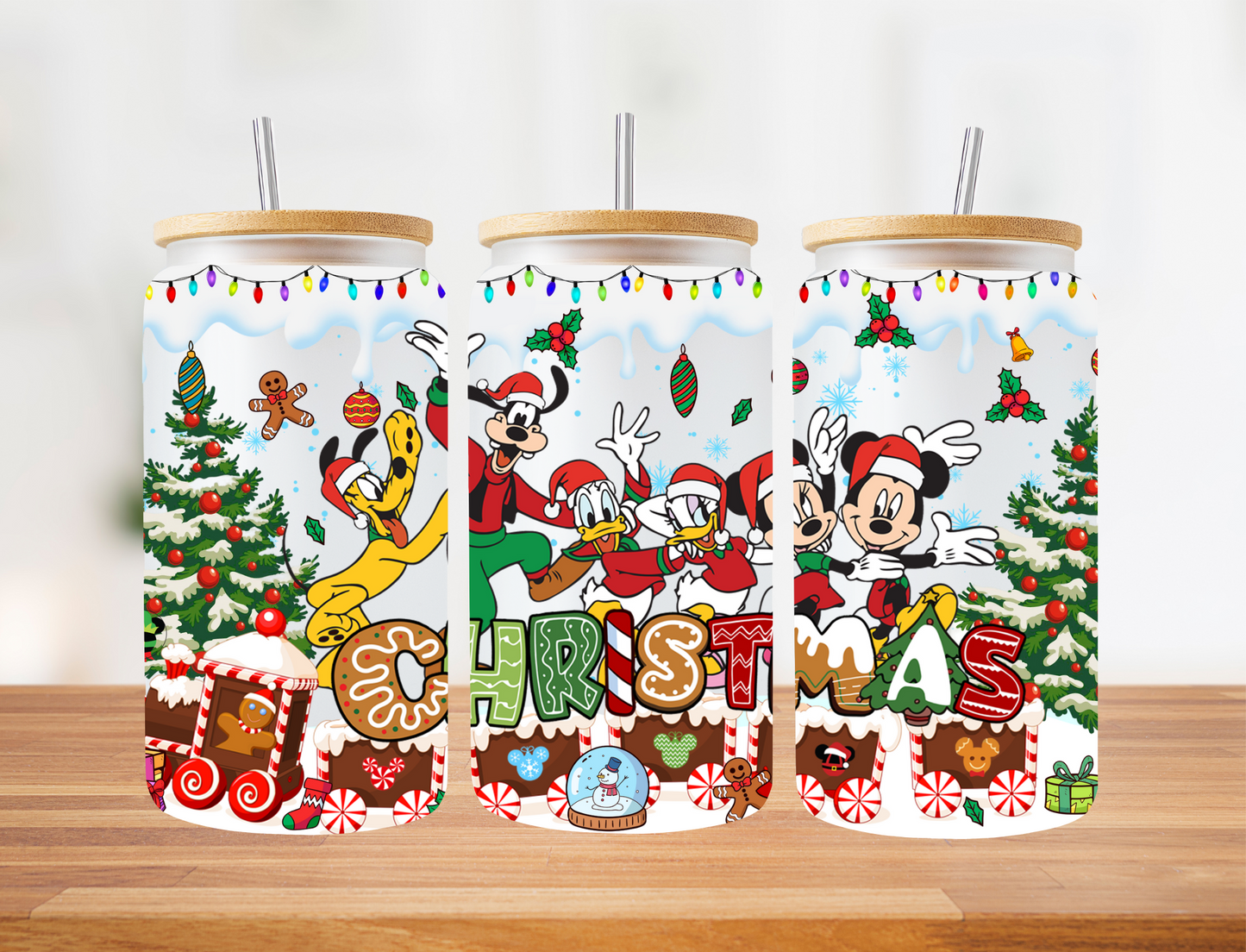Mickey Christmas Train Snow Drip - UV Libby Wrap