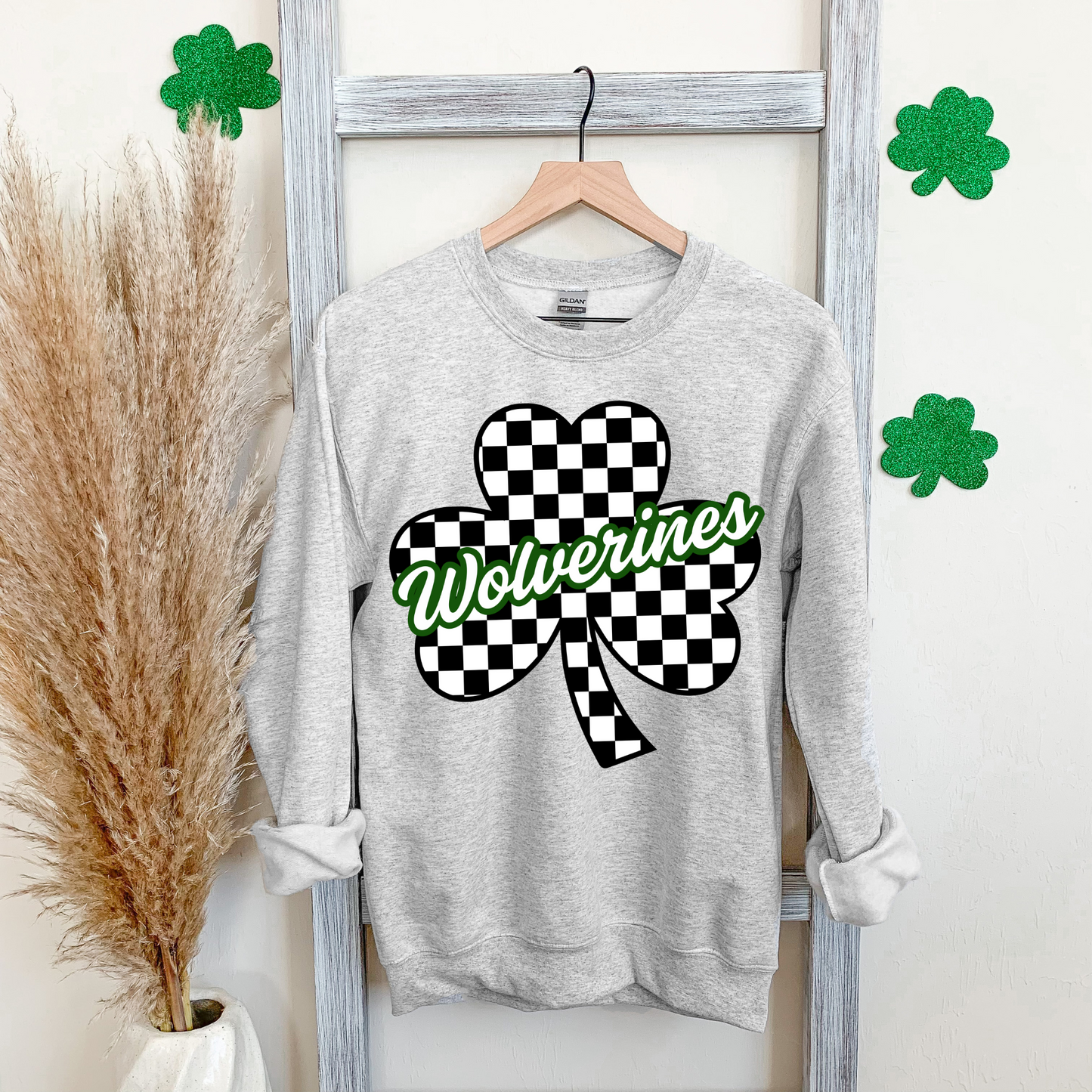 Wolverines Four Leaf Clover Black And White