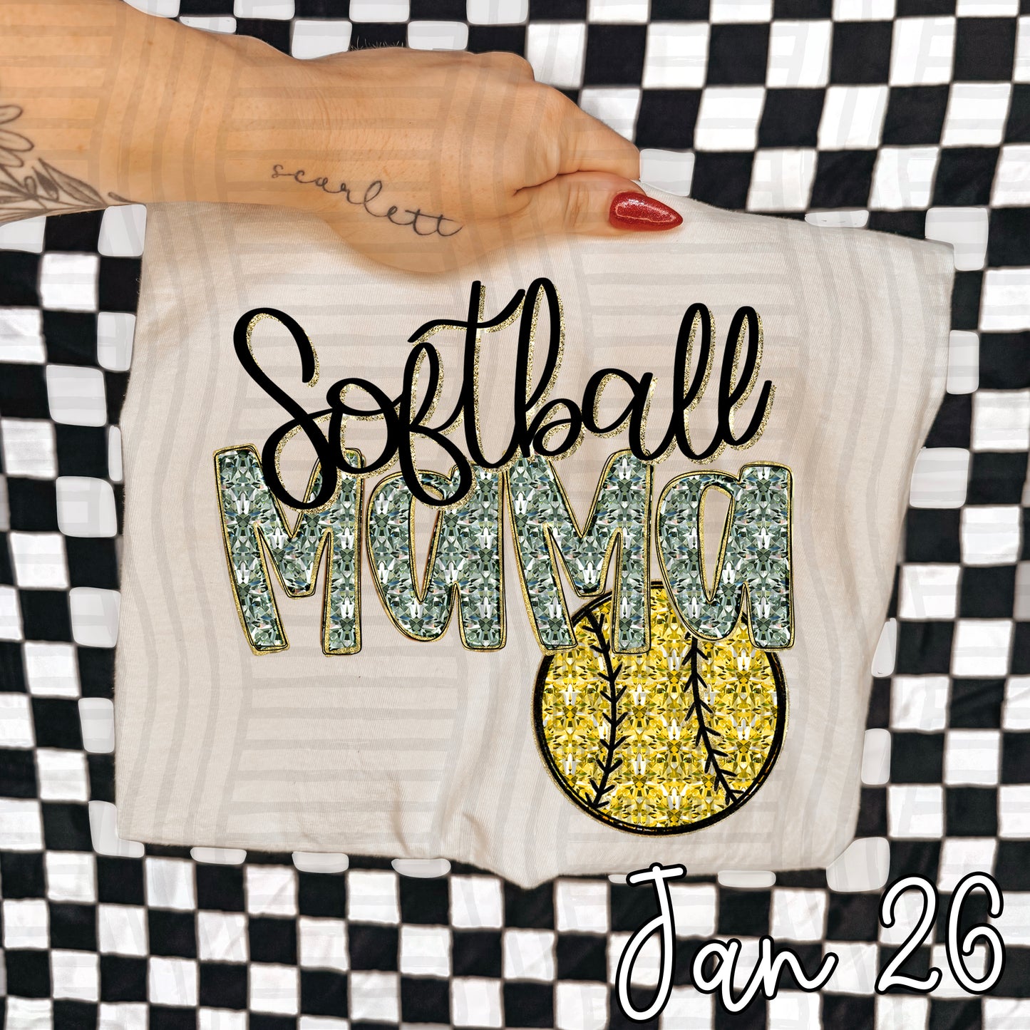 SOFTBALL MAMA SAGE FAUX SPARKLE