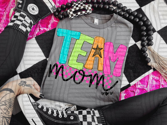 TEAM MOM COLORFUL STARS CHECKERS