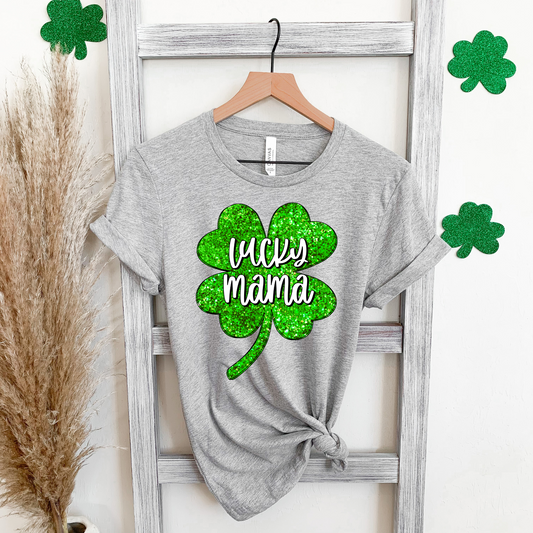 Lucky Mama Clover With Green Glitter