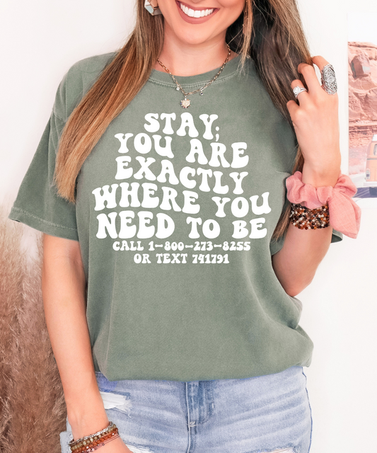 Stay; you are exactly where you need to be - white