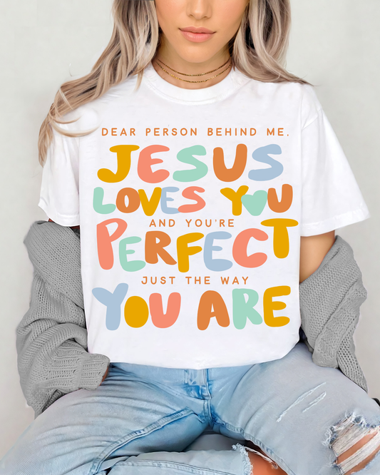 Dear Person Behind Me Jesus Loves You And You're Perfect Just The Way You Are