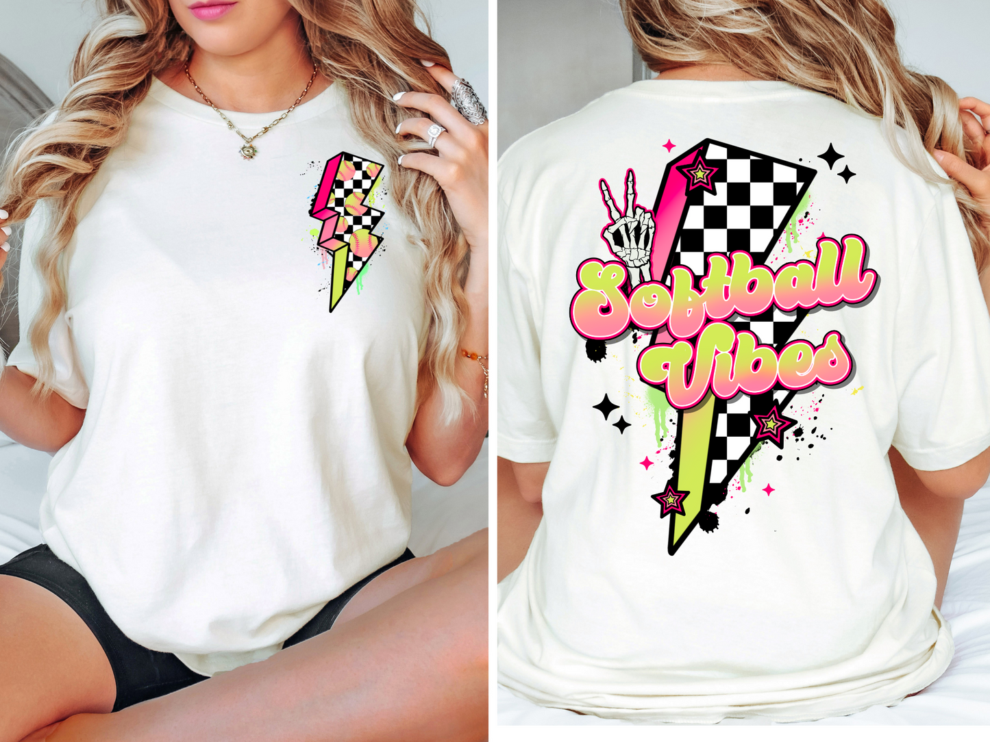 Checkered lightning with softballs - front