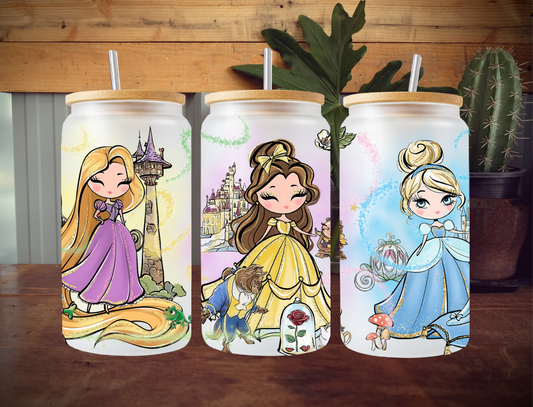 Rapunzel, Belle and Cinderella multicolored background - UV Libby Wrap