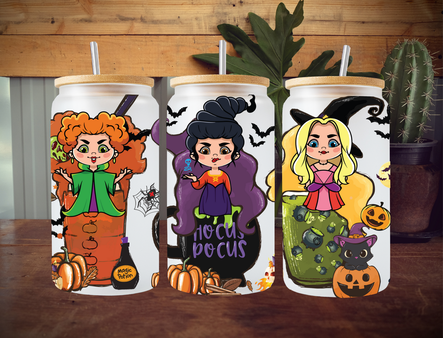 Sanderson sisters sitting in cups - UV Libby Wrap