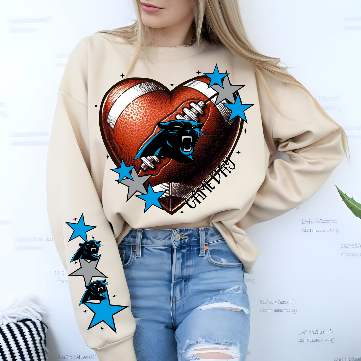 Carolina Panthers Heart Shaped Football-Sleeve