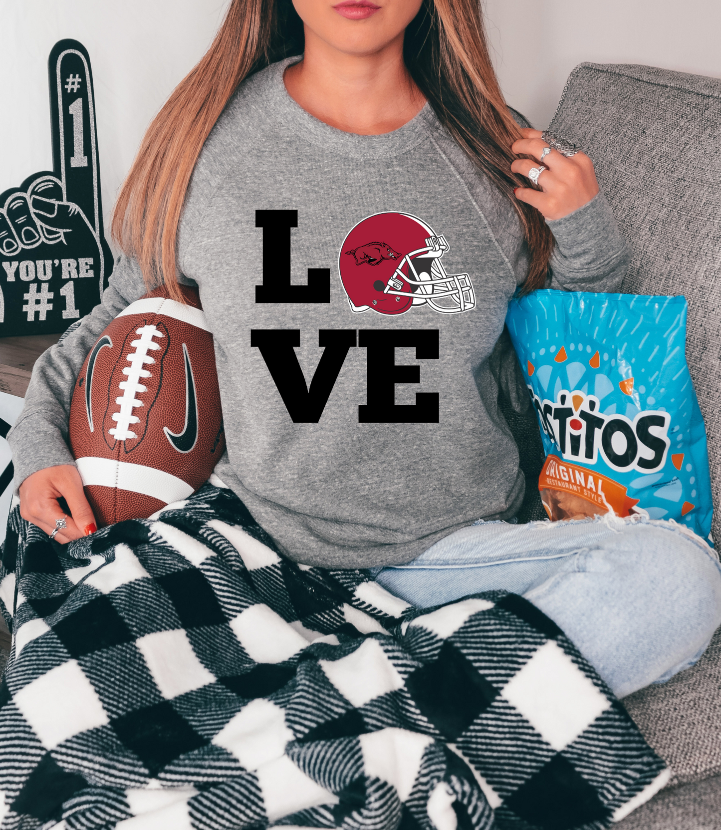 Love with Razorback helmet - black letters