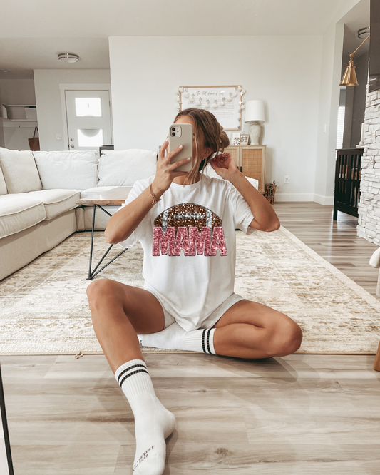 Mama Pink Glitter Football