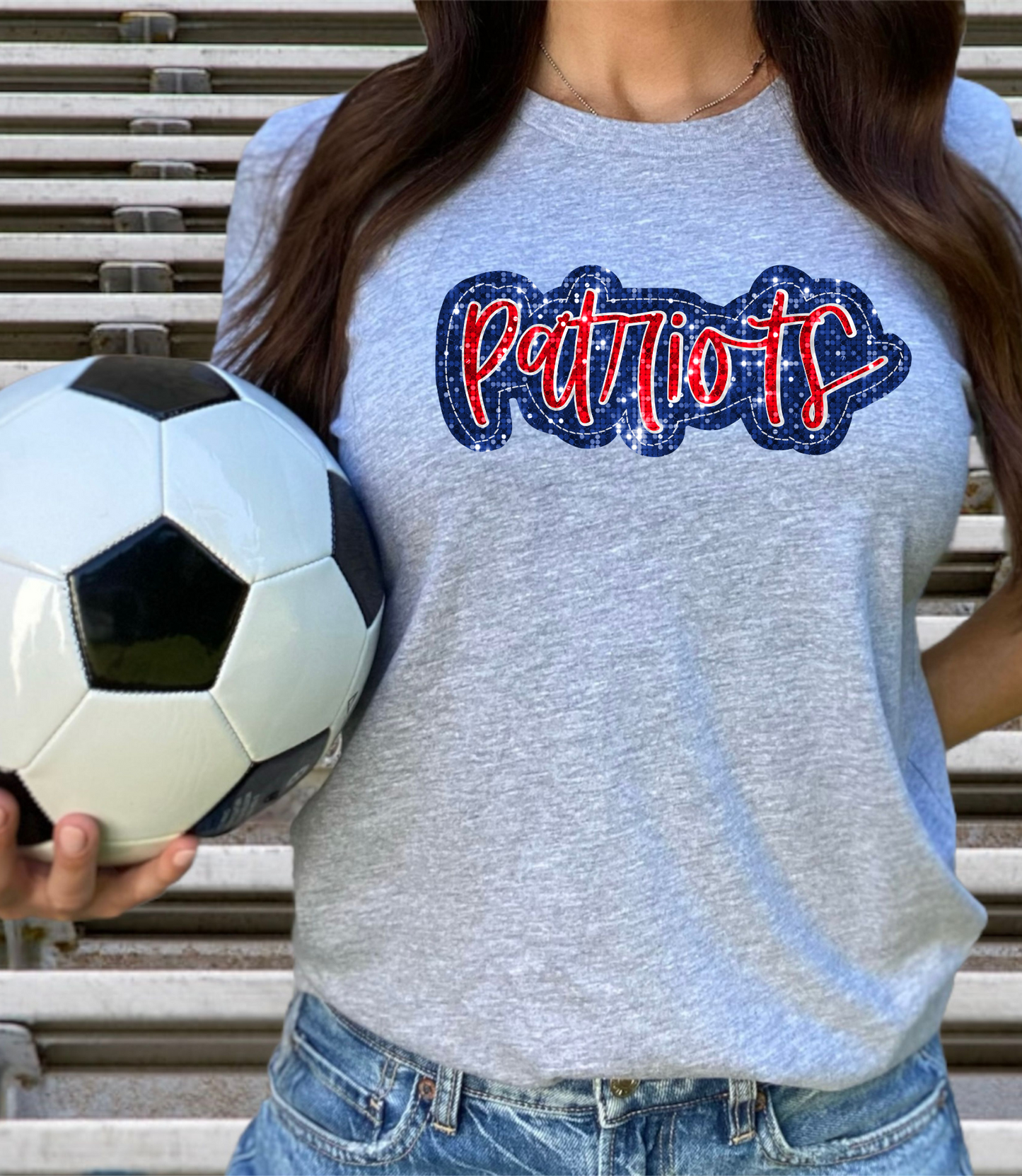 Patriots, red/blue - faux sequin