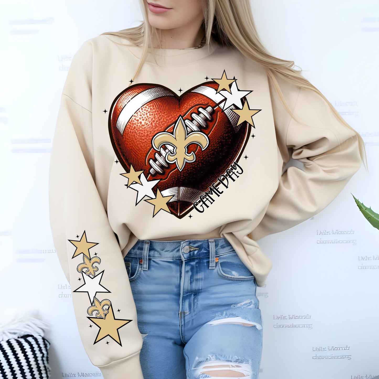 New Orleans Saints Heart Shaped Football-Chest