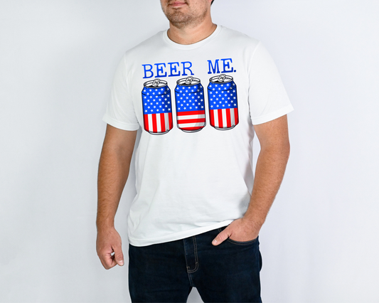 Beer Me American Flag Beer Cans