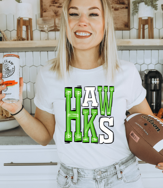 Hawks (LIME GRN/WH) - DTF Print