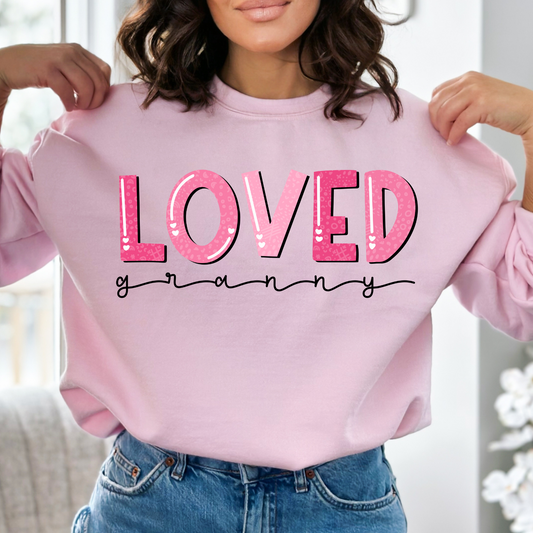 Loved Granny PINK LETTERING- DTF Transfer