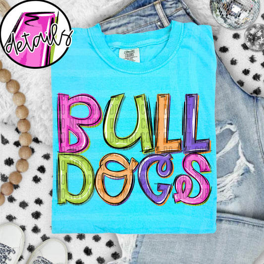 DOODLE COLORFUL BULLDOGS