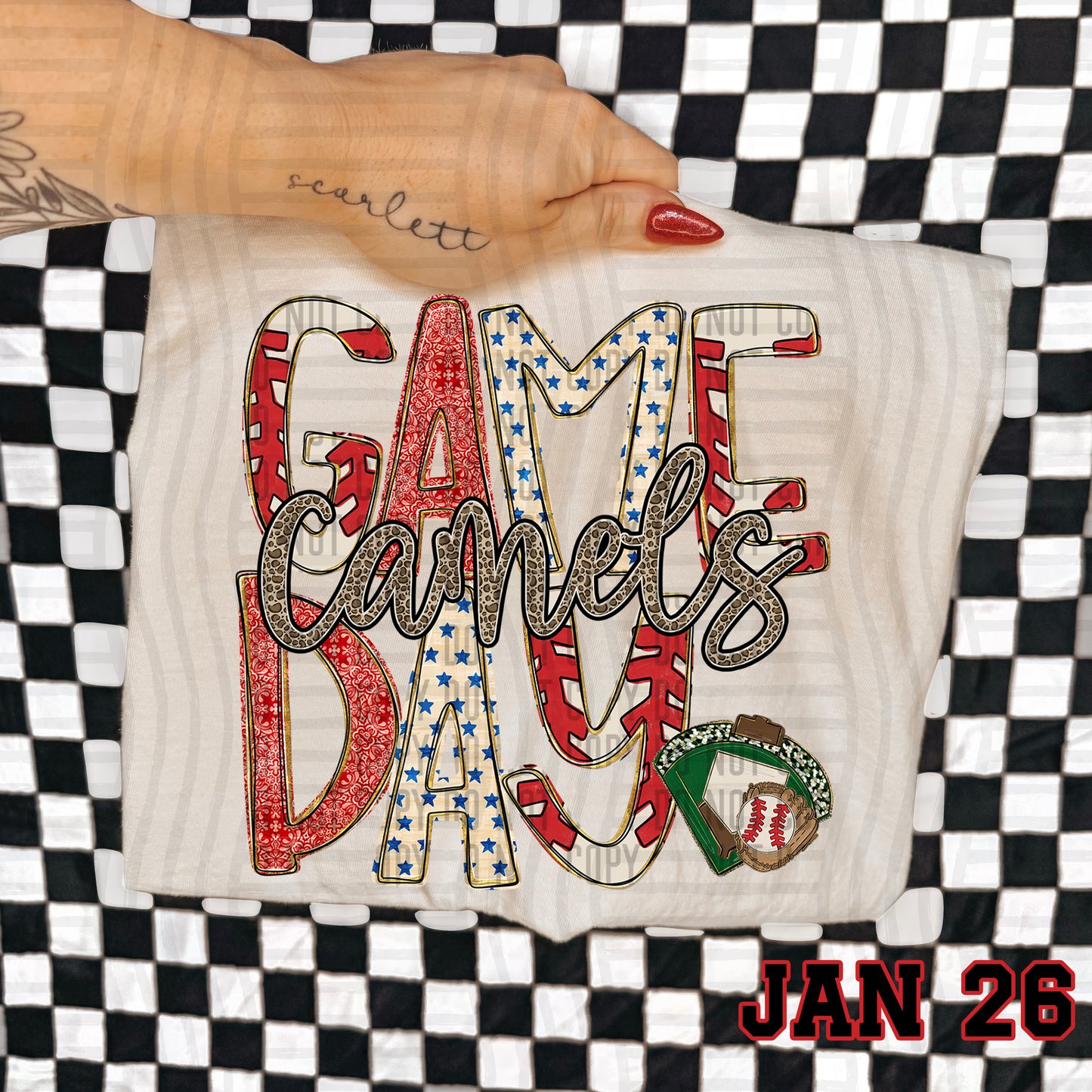 BASEBALL GAME DAY CHEETAH CAMELS