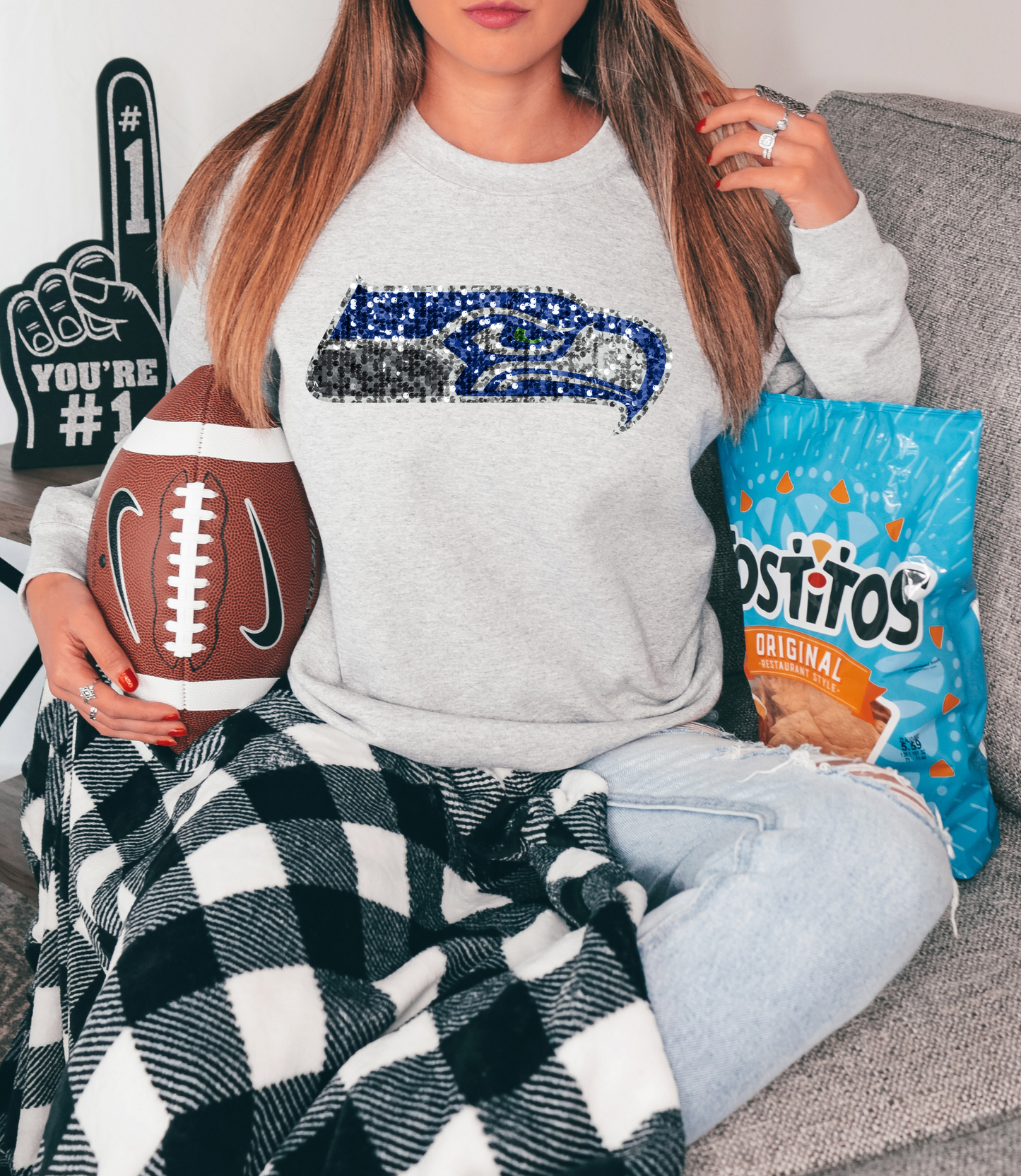 Seattle Seahawks logo - faux sequin