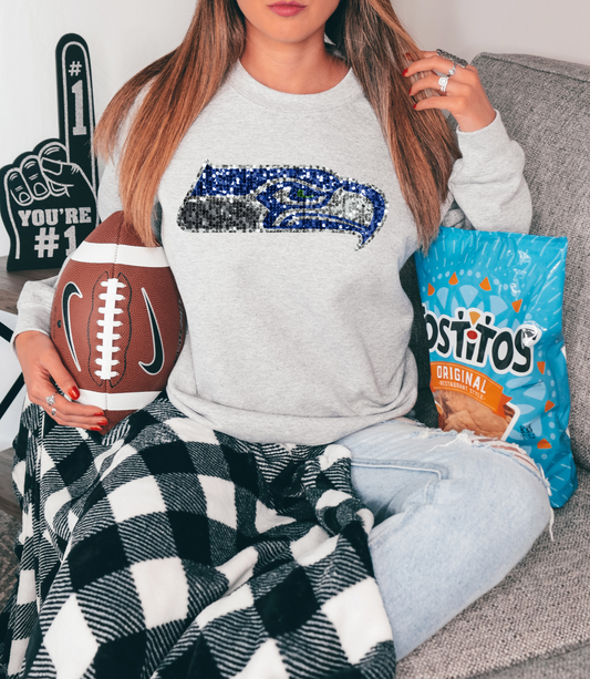 Seattle Seahawks logo - faux sequin