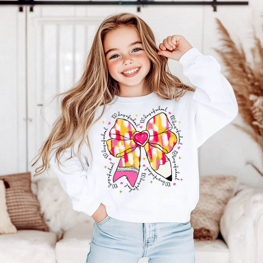 100 days of school pink and yellow bow