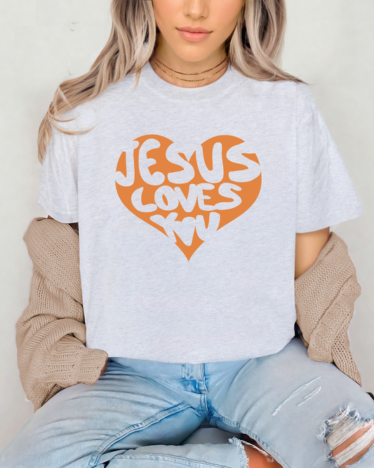 Jesus Loves You Orange Heart