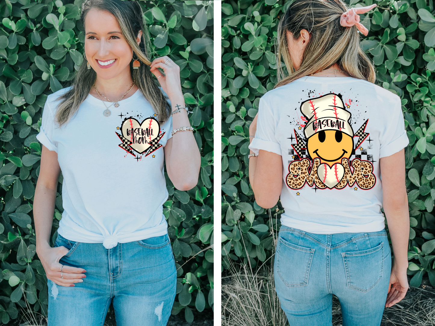 Baseball mom with heart - front