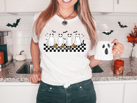 Cat ghosts with bats and sparkle