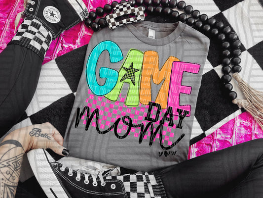 GAME DAY STACKED MOM COLORFUL STARS CHECKERS