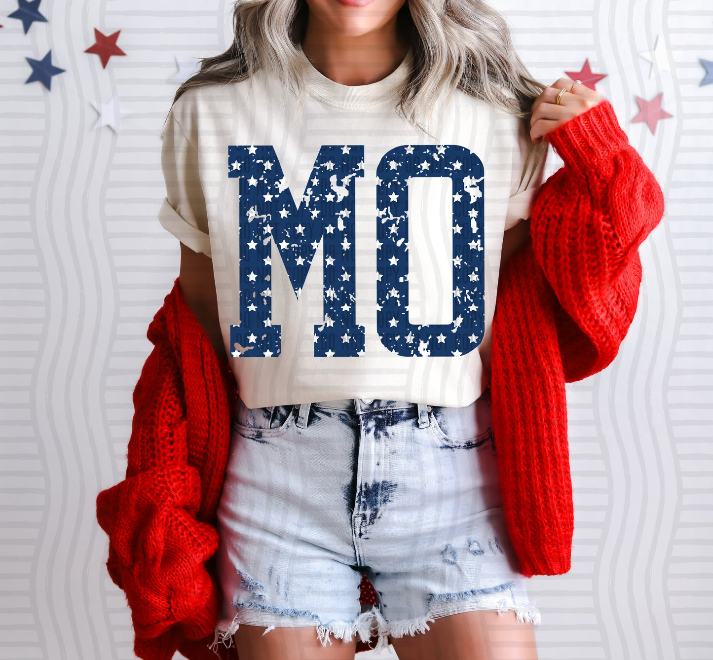MO BLUE WITH STARS & DISTRESSED