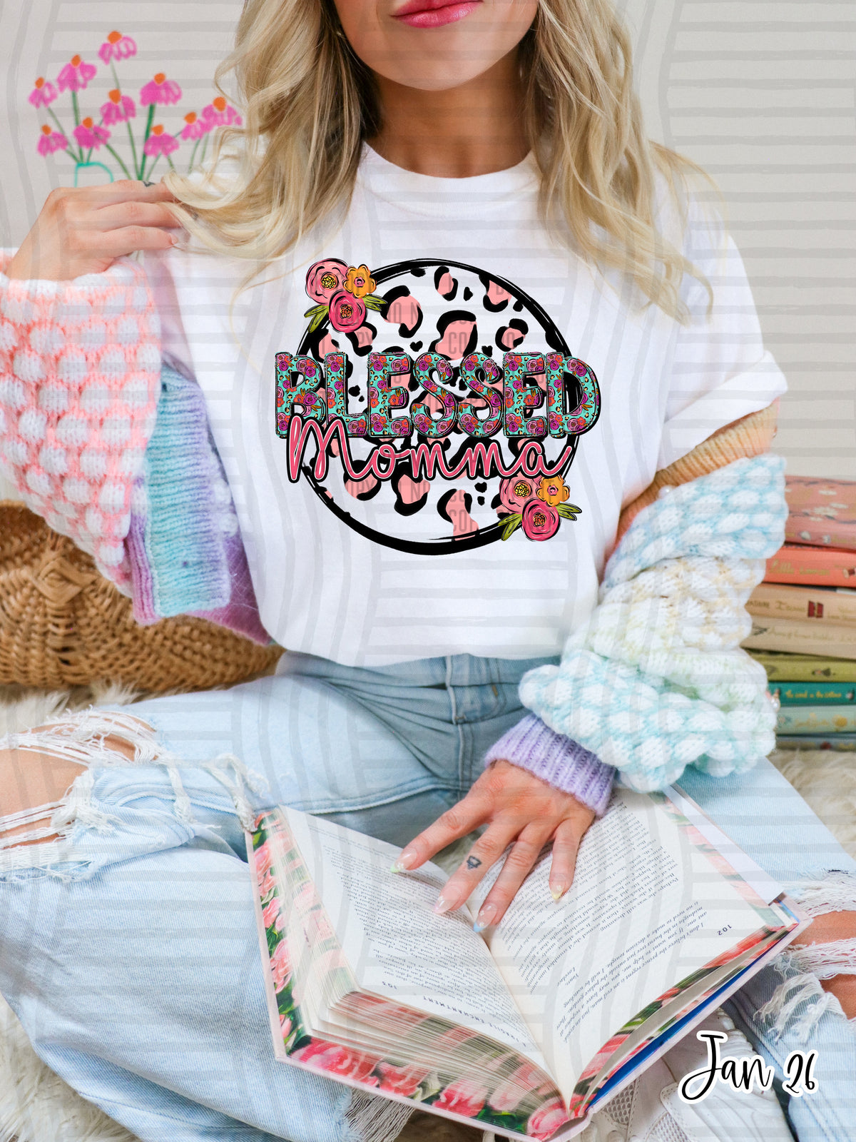 BLESSED MOMMA CHEETAH FLORAL