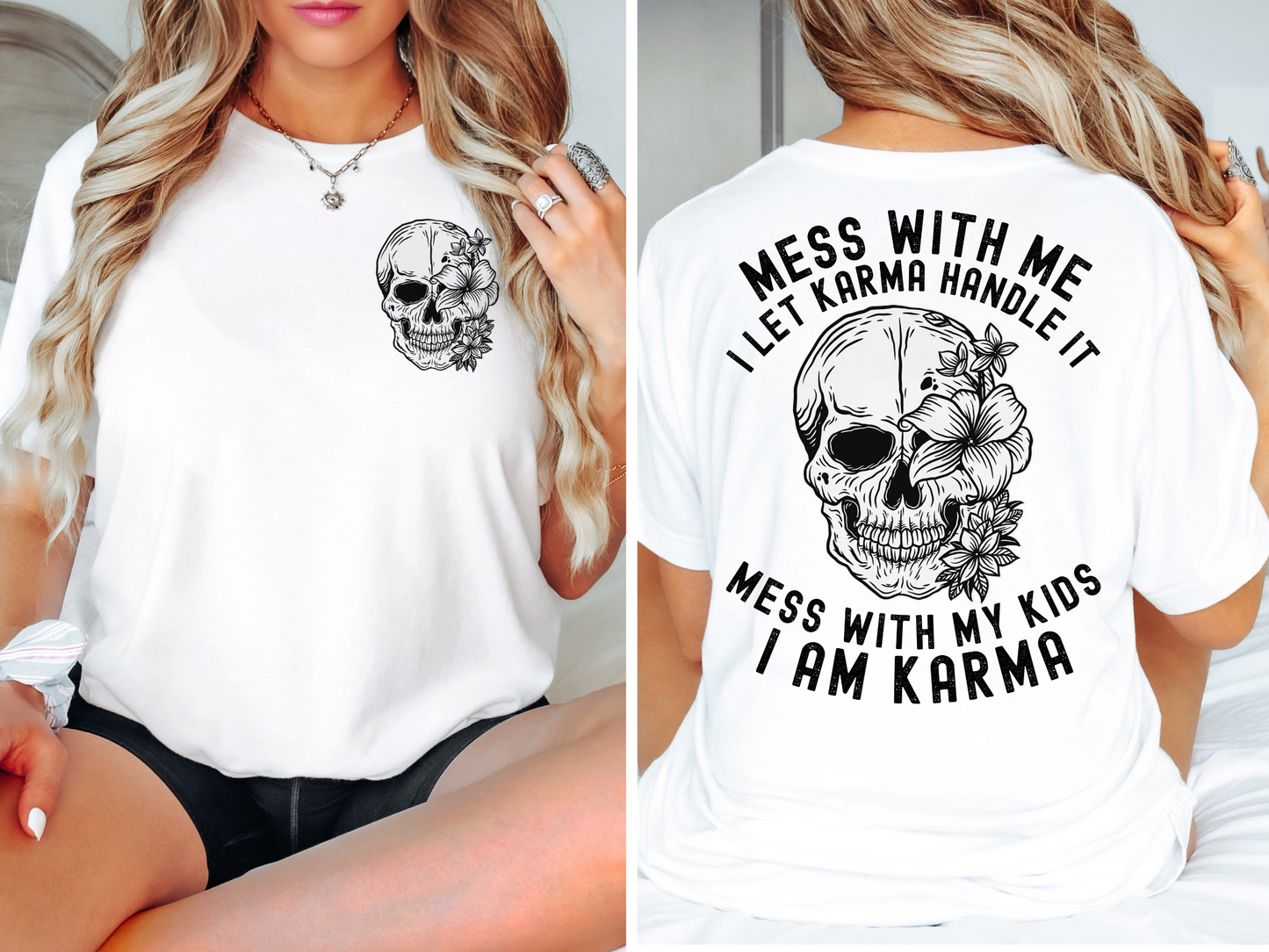 Skull with flowers - front