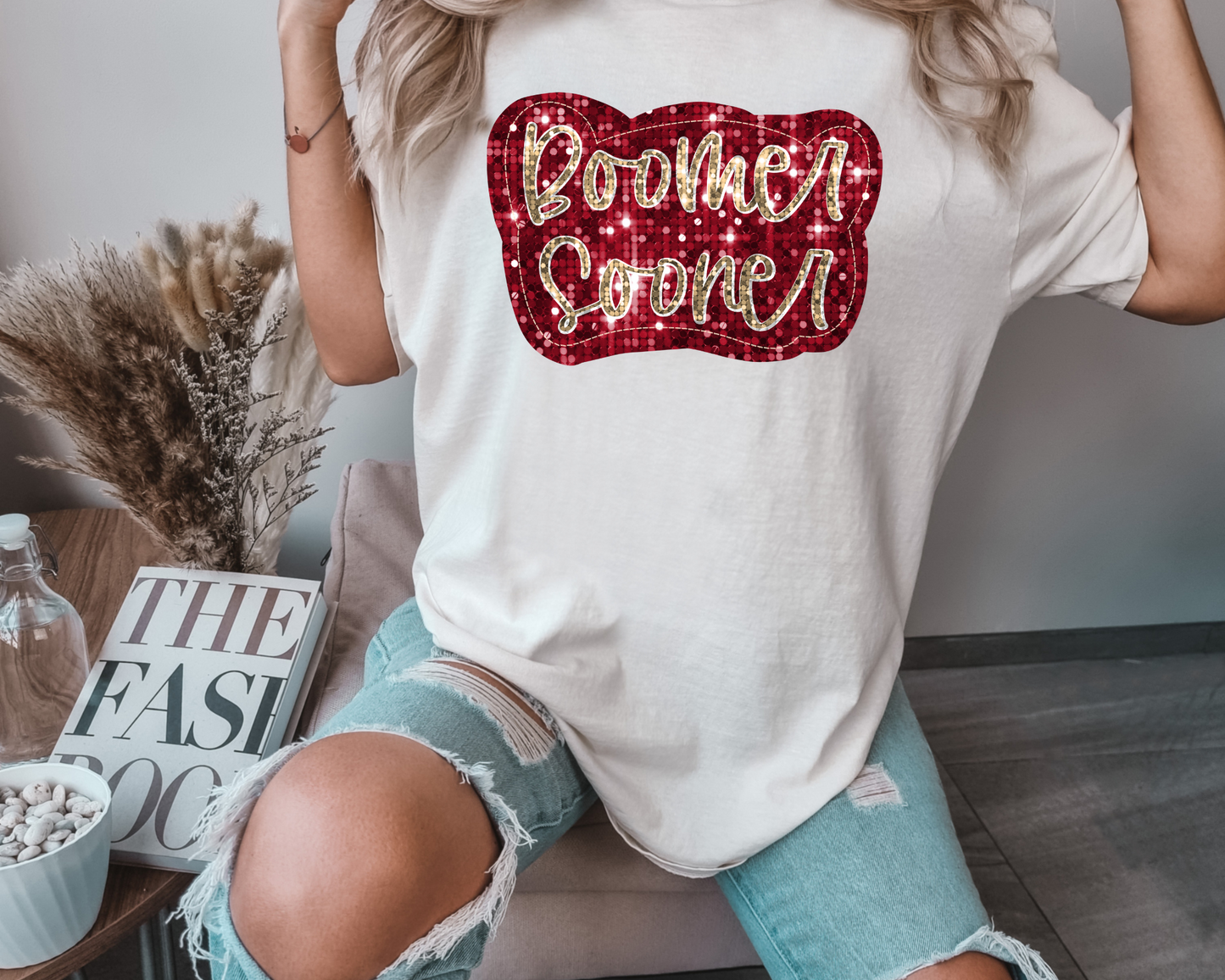 Boomer sooner, sequin - red & gold (top & bottom)