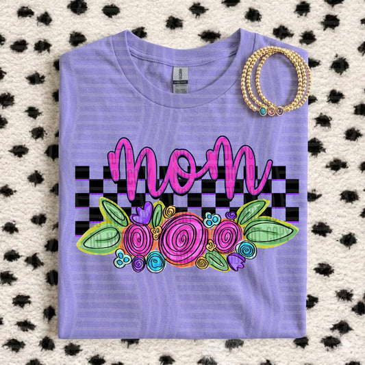 MOM CHECKERS FLOWERS