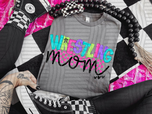 WRESTLING MOM COLORFUL STARS CHECKERS