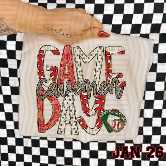 BASEBALL GAME DAY CHEETAH CAVEMEN