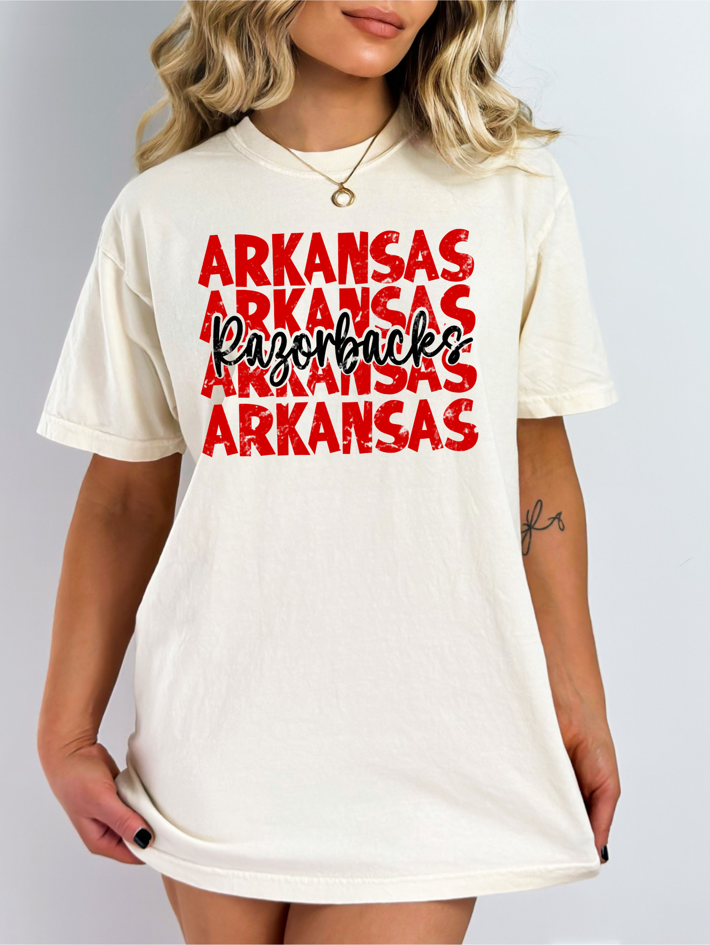 Arkansas (red) Razorbacks (black and white)