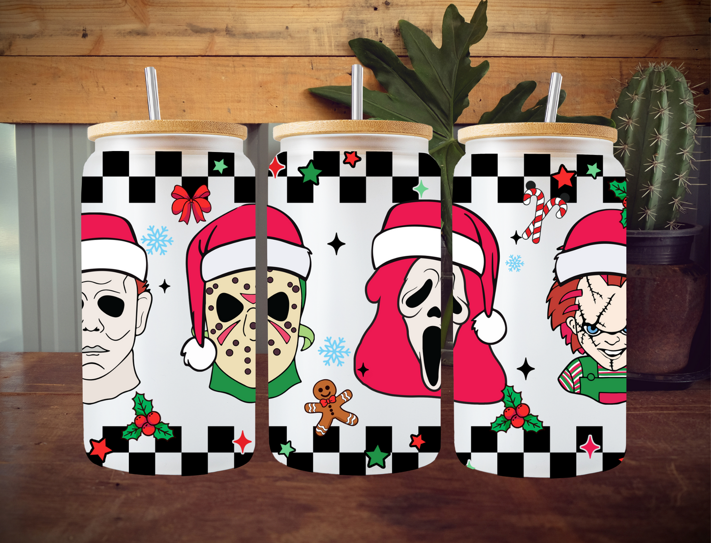 Creepy Christmas Black Checker - UV Libby Wrap