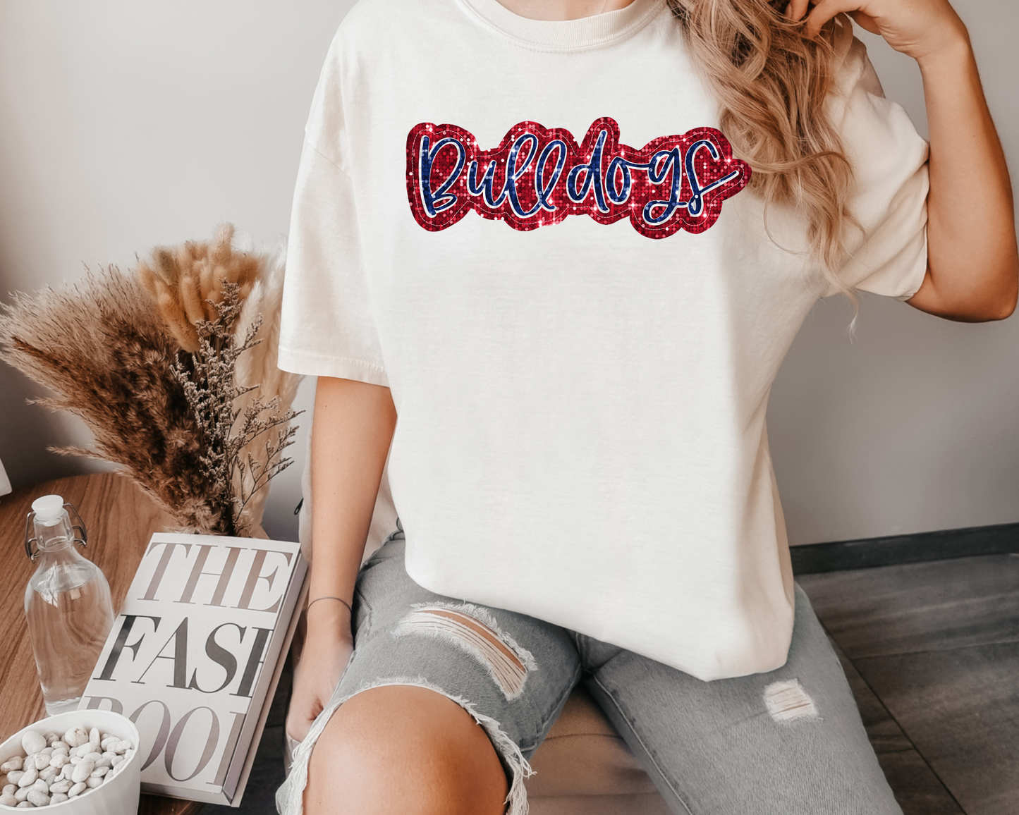 Bulldogs, sequin - red & blue