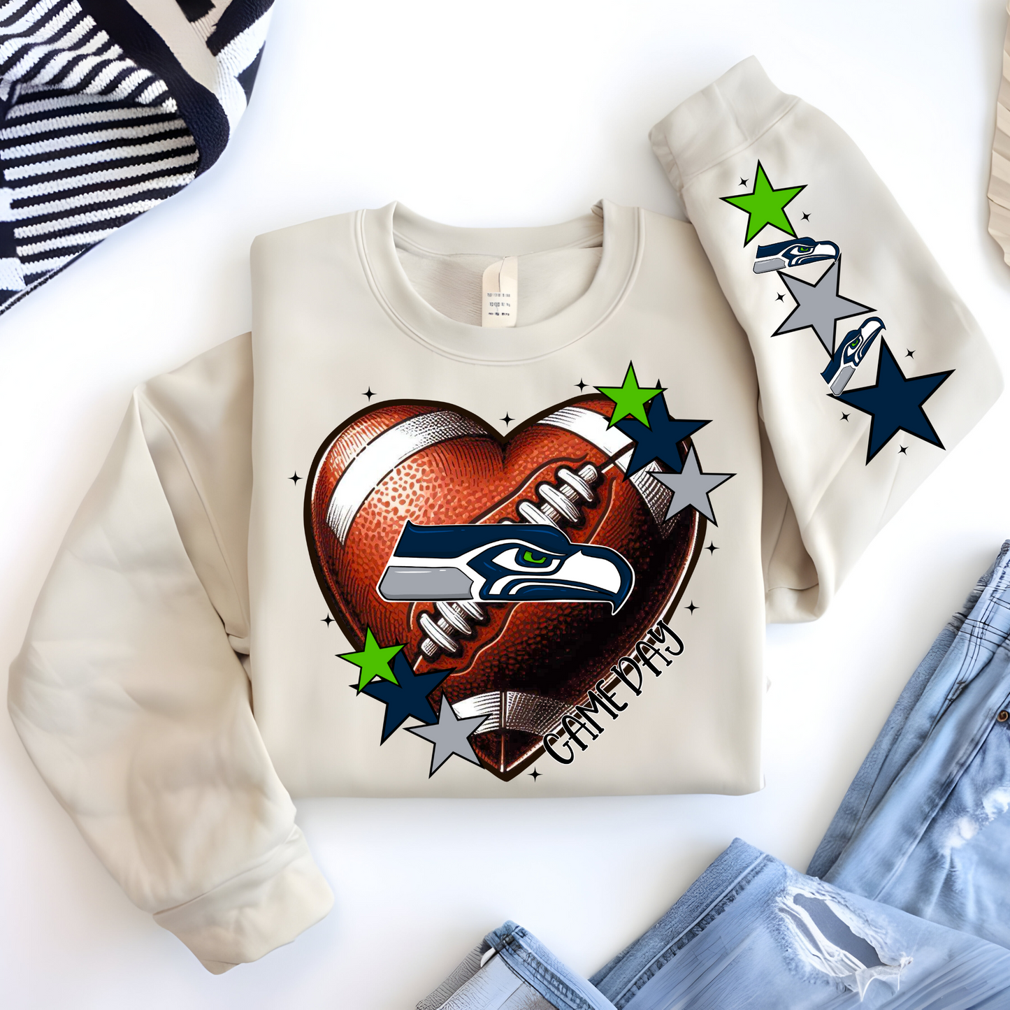 Seattle Seahawks Heart Shaped Football-Chest
