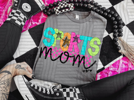 SPORTS MOM COLORFUL STARS CHECKERS