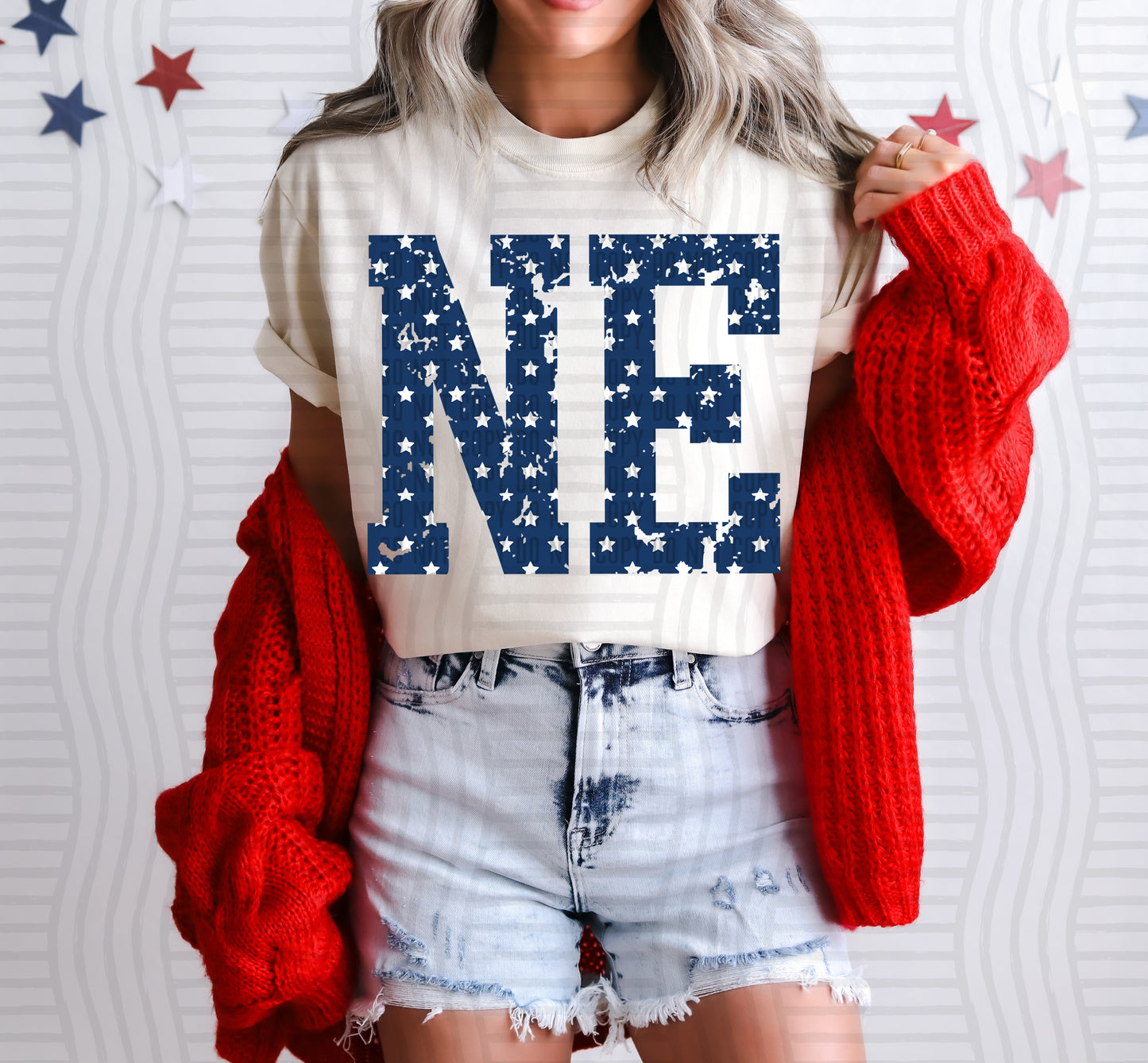NE BLUE WITH STARS & DISTRESSED