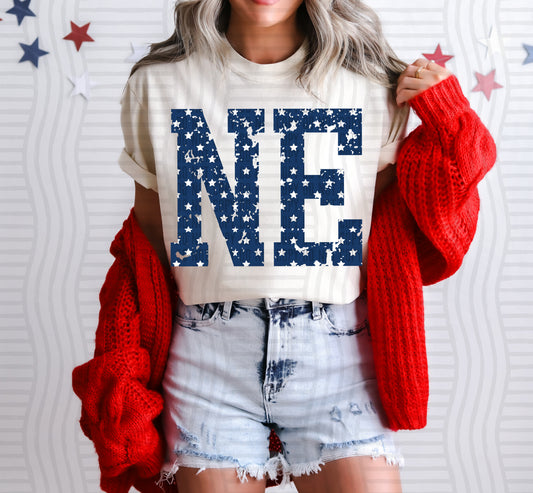 NE BLUE WITH STARS & DISTRESSED