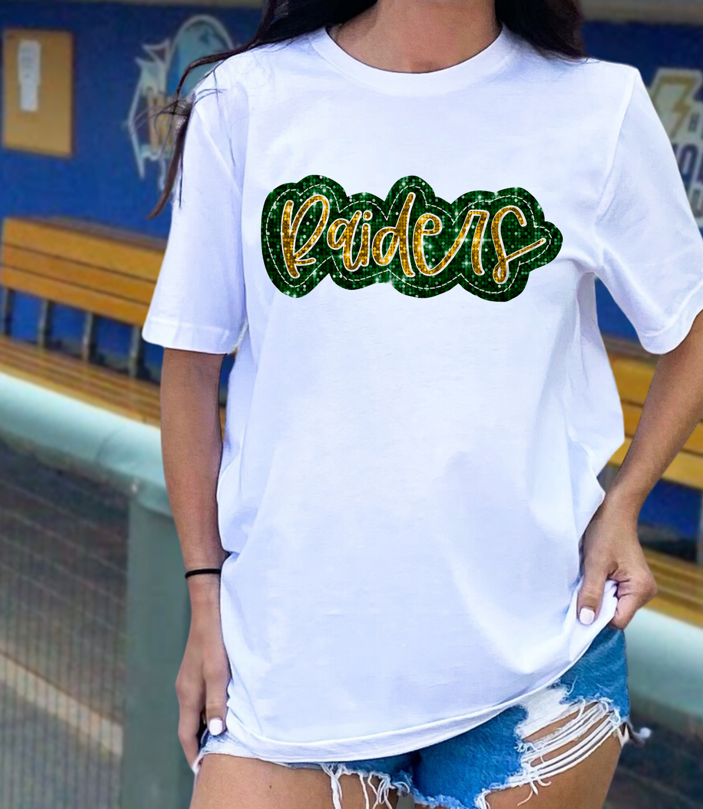 Raiders - green and gold glitter