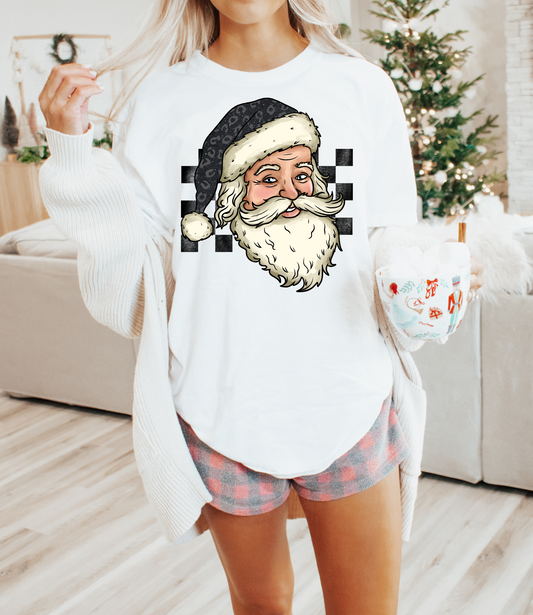 Santa grey leopard hat
