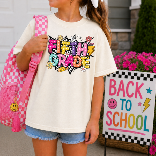 Fifth Grade Checkered Retro